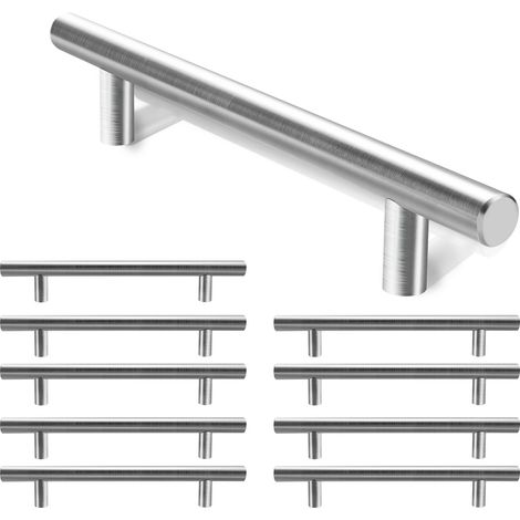 Wolketon 10x Möbelgriff 96mm Schrankgriffe Edelstahl Gebürstet Schubladengriffe Küchenschrank Türgriffe Küche Stangengriff Bohrlochabstand 96mm Gesamtlänge 156mm Ø 12 mm