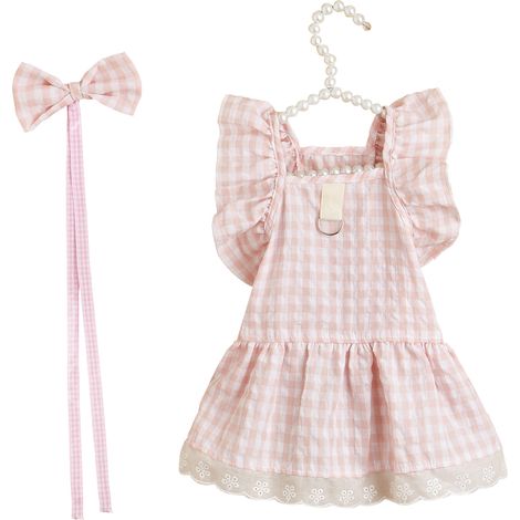 1 robe pour chien, tenue estivale en coton, motif rayé, manches bouffantes et volants, pour petites races (1/5)