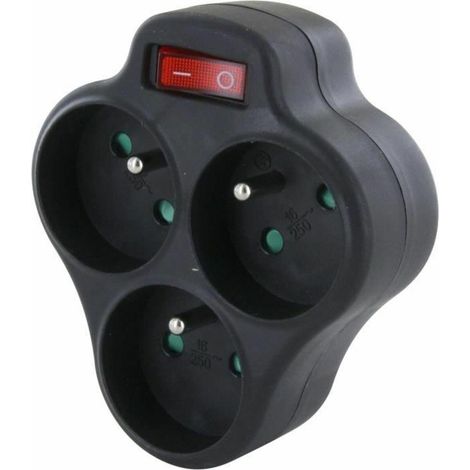 Chacon Domino 3x16A Steckdosenleiste schwarz dreieckig PVC
