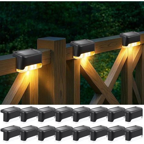 Lampe Solaire Exterieur Jardin, Lot de 16 Lumière d'Escalier Solaire, LED Eclairage Extérieur Solaires Étanche,Couleur: Chaud (1/5)