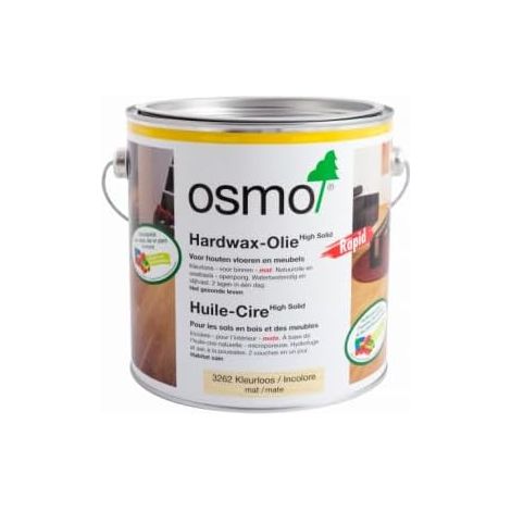 Huile cire mat 3262 0.750L – Sèche rapidement – Pour bois dur et teck – Finition satinée durable – Osmo