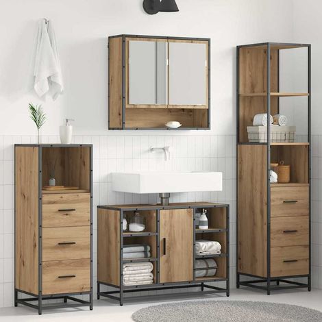 Bathroom Furniture Set 4 pcs Artisan Oak Engineered Wood vidaXL (1/5)