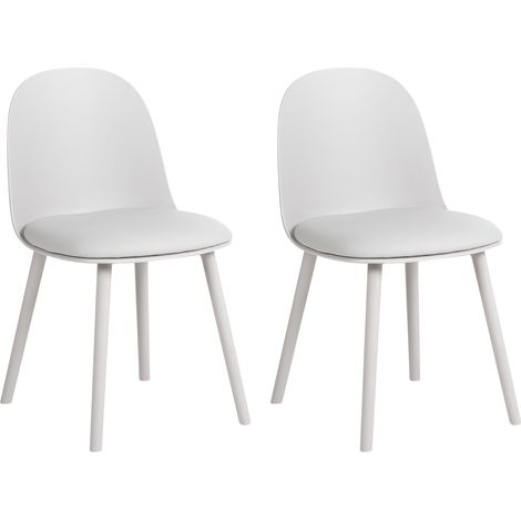 Conjunto de 2 sillas de comedor de piel sintética con estructura sintética gris claro Ankeny (1/5)