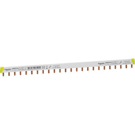 SCHNEIDER ELECTRIC A9 X PH124 PEIGNE AVEC DENTS, 1 PÔLE, 24 MODULES, 430 MM LARGEUR, 100 A COURANT, 415 VAC, GRIS (1/3)