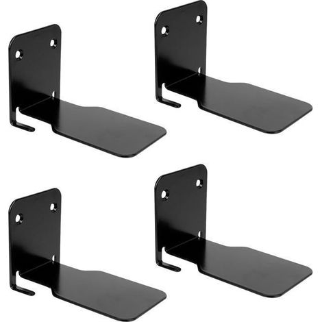 4Pcs Étagère Murale Flottante Metal Bibliothèque Invisible pour Livres, Bureau, Cuisine-noir