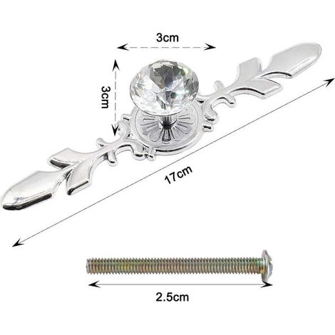 Lot de 4 boutons de porte en cristal - Pour armoire - (1/3)