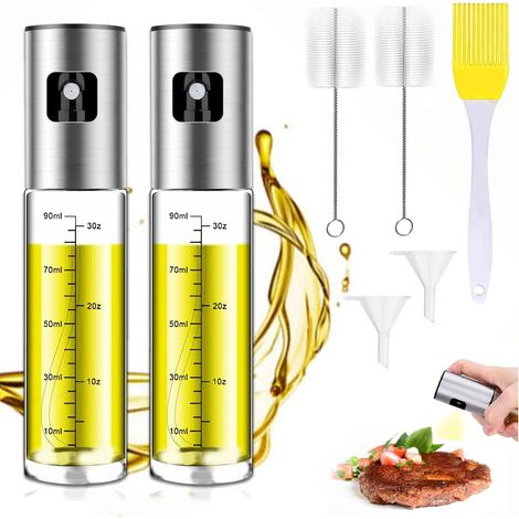 Aceite de cocina en aerosol, 2 piezas, 100 ml, aceite de cocina en aerosol, aceite de oliva en aerosol, botella rociadora para alimentos para freidora de aire, sin goteo, vidrio con barbacoa, carne as (1/5)