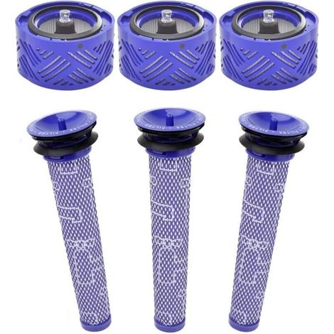 Paquete de 6 filtros HEPA de repuesto para aspiradoras Dyson V6 DC58 DC59 DC62 DC72 DC74 SV03 SV04 SV05 SV06 SV07 SV08 SV09 Absolute Animal Motorhead, número de pieza 965661-01, 966741-01-Crezuo-Crezu