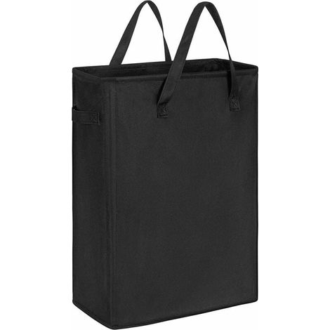 Panier À Linge - 40 x 20 x 55 cm - Tissu Oxford 600D - Fond Renforcé PE - Poignées Pliaires - Pour Espace Étroit - Noir - 1 Pièce (1/5)