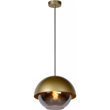 Suspension boule dorée verre fumé COOPER E27 60W Lucide (1/3)