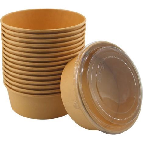 20 Stück 1000 ml runde kompostierbare Einwegschalen - Unbedruckte Eisbecher für Salate, Eiscreme und Desserts (1/5)