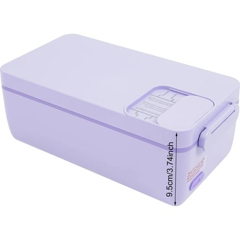 Fiambrera térmica, diseño resistente, calienta las comidas rápidamente, MORADA (1/2)