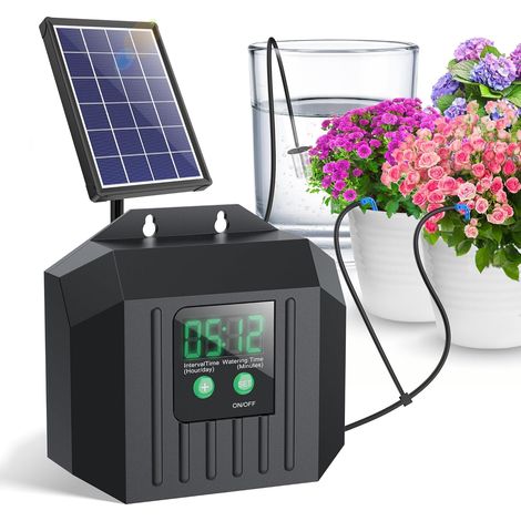 Biling Solar Automatische Bewässerung für Pflanzen im Urlaub, 3,5W 15M Solar Bewässerungssystem mit Timer für Garten Balkon Gewächshaus Blumen Pflanzenbewässerung, Eitersparnis und Umweltbonus