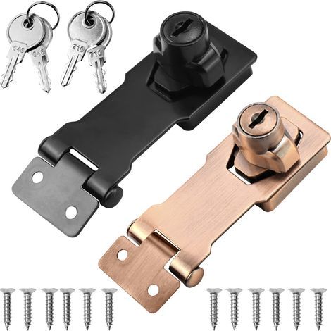 Verrou Porte Avec Clef 2pcs, Moraillon Loquet de Porte Cadenas et Loquets Moraillon de Verrouillage pour Porte, Meubles, Armoire, Tiroir, Placard (1/5)