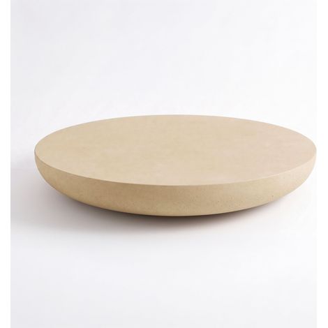 Table basse ronde beige en fibre d'argile effet béton D100 cm - Milos (1/5)