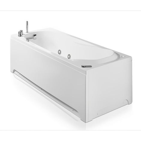 Vasca da bagno idromassaggio rettangolare con telaio e pannelli in acrilico bianco - 160x70 cm