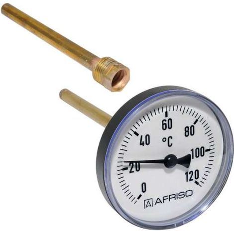 Afriso Bimetall Thermometer mit Tauchhülse 1/2 AG Ø 80mm Länge 150mm 63717 (1/2)