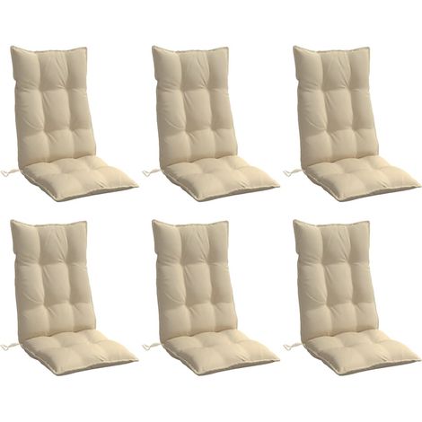 vidaXL Coussins de chaise à dossier haut lot de 6 beige tissu oxford