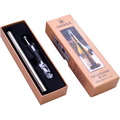 Set rafraichisseur de vin de 3 pièces - Inox, verre et plastique - Boîte cadeau