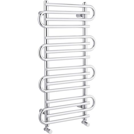 Hudson Reed – Sèche-serviette eau chaude chromé 90cm x 51cm – Acier 1,5mm – 357 Watts – Entraxe 34cm – Conforme norme EN 442