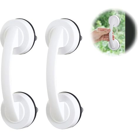 wc, poignée ventouse, 2PCS Rails dappui à ventouse antidérapants pour personnes âgées, Rail dappui à ventouse pour porte en verre, rail dappui pour douche portable (Blanc) (1/5)