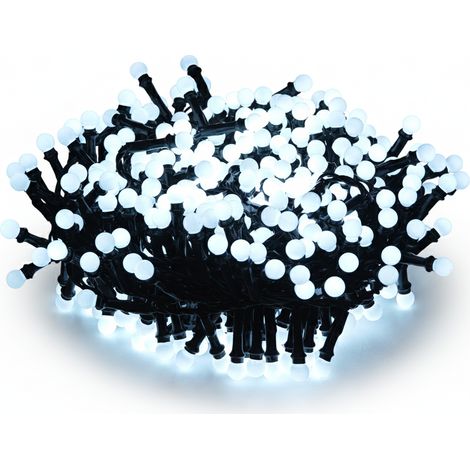 Catena Luminosa 500 palline LED Soft Bianco freddo per Interno ed Esterno Luci Natalizie IP44 Interno Esterno con 8 Effetti Luce e Trasformatore lunghe  mt 12,5