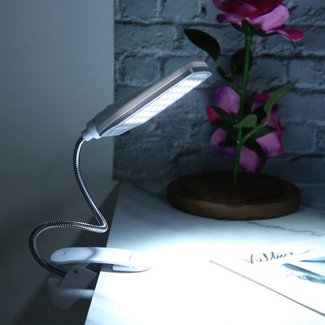 Lampe de bureau à pince rotative à 360° avec 28 LED haute luminosité pour la lecture et la protection des yeux (1/5)
