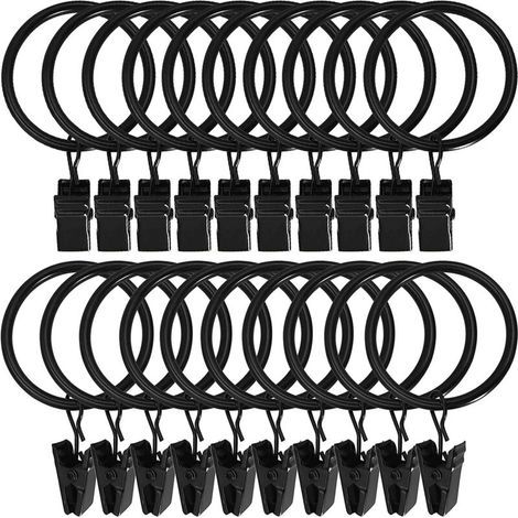 30 Stück Gardinenringe mit Metallclips, robust, rostfrei, für Gardinenstangen (1/5)