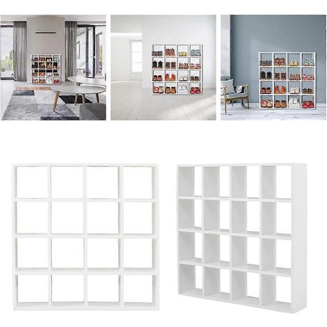 Étagère miniature blanche à 16 compartiments pour maison de poupée, meuble miniature (1/4)