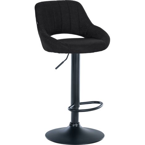 Sgabello da bar regolabile in altezza x1 in tessuto nero con schienale traforato e base in metallo nero 100005901