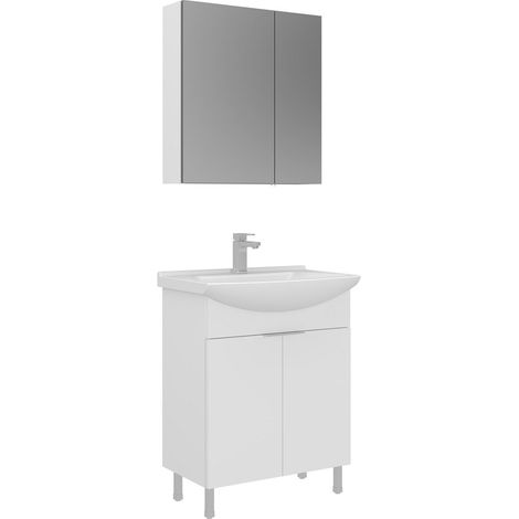 Ensemble Meuble Vasque avec Miroir (2 Pièces) "Purus 65" - 65 x 50 x 83 cm - White (1/3)