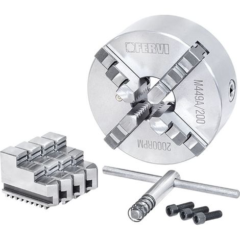 Fervi M449A/200 Mandrino a 4+4 griffe di precisione autocentrante per tornio (1/3)
