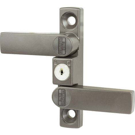 Verrou de fenêtre, Protection antieffraction pour fenêtres 2 battants et portes de balcon, Verrou clé, Intérieur, Côté poignée/bas/haut, Brun (1/4)