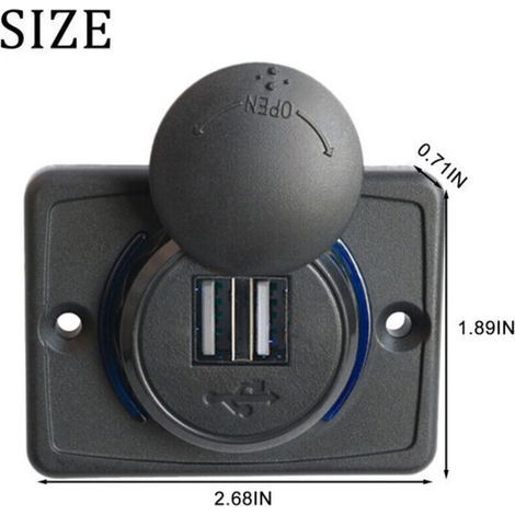 Double Prise de Port USB, 3.1A Voiture Double Noir ABS Chargeur de Port USB Prise de Courant 12V LED, étanche, Chargeur USB avec Ouverture LED Chargeur de téléphone Portable de Voitur (1/4)