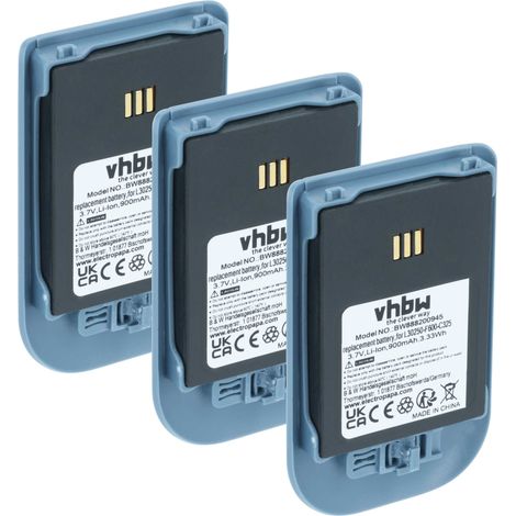 vhbw 3x Akku Ersatz für Ascom 660190, 660190/R2B, 5530000102, 660217 für schnurlos Festnetz Telefon (900 mAh, 3,7 V, Li-Ion) Blau Grau