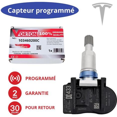 Sensore di pressione pneumatici - Tesla Model S/3/X - Preprogrammato - 433 MHz - Rif. 103460200A/B/C
