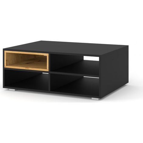 Table basse Anette avec 4 étagères en bois - Noir et beige - L 94 x P 60 x H 45 cm - Livraison gratuite (1/5)