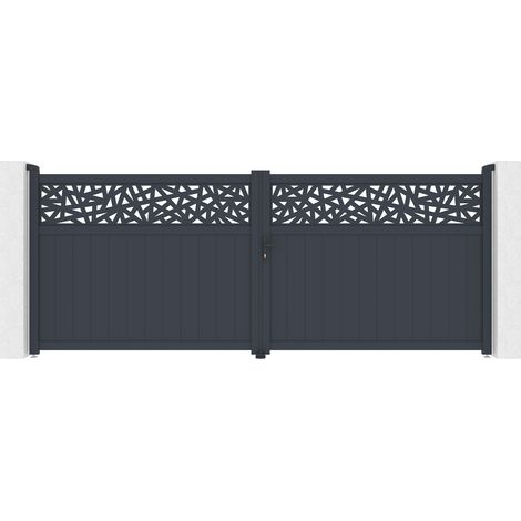 Flügeltor 4m DOLOMITE RUIVO H.160cm graues Aluminium