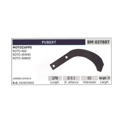 Coltello sinistro fresa per motozappa motocoltivatore ROTO 400 PUBERT