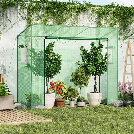 Pour plantes, fleurs et semis, serre extérieure pour culture au jardin, avec fenêtres filet et porte enroulable (1/5)
