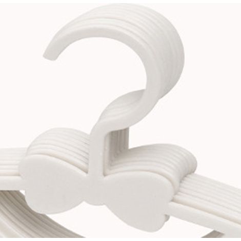 Cintres en plastique pour vêtements d'enfants, cintres épais pour vêtements de bébé, cintres à nœud papillon pour bébés et jeunes enfants, lot de 10, nœud papillon blanc. (1/5)