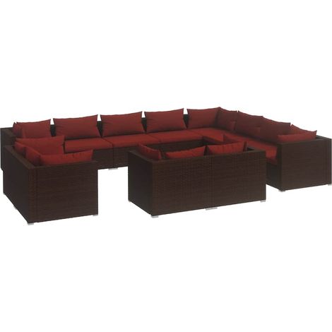 Maison Exclusive - 12-tlg. Garten-Lounge-Set mit Kissen Braun Pol (1/5)