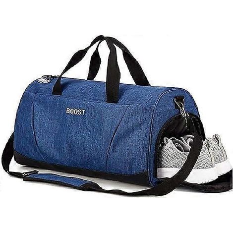 Sac de sport avec poche imperméable et compartiment à chaussures pour femmes et hommes (bleu) (1/5)