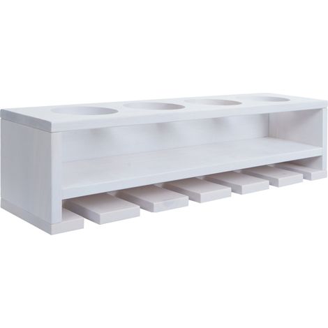 Casiers à vin HWC-P21, porte-verres/bouteilles Bar mural Casier pour 4 bouteilles/6 verres Bois Certifié MVG 12x48x12cm-