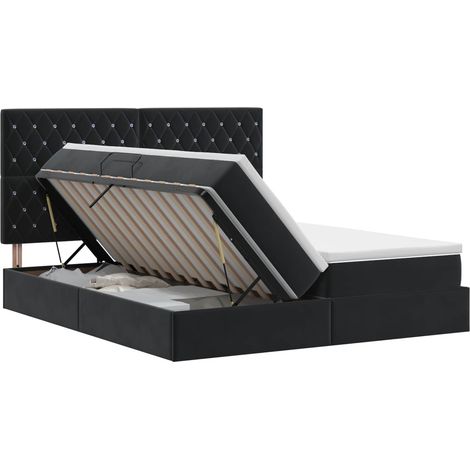 Letto con Contenitore con testiera Nero 200 x 200 cm Velluto vidaXL (1/5)
