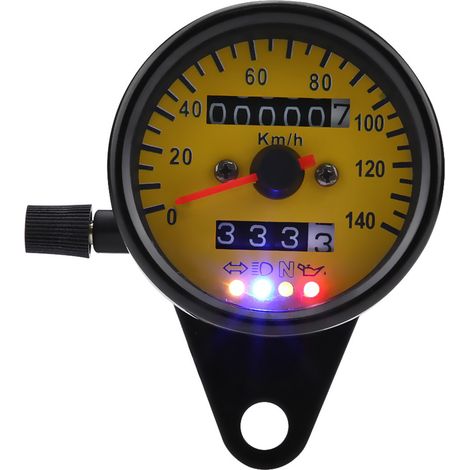 Compteur kilométrique/compteur de vitesse de moto 60 mm avec indicateur, noir (1/5)
