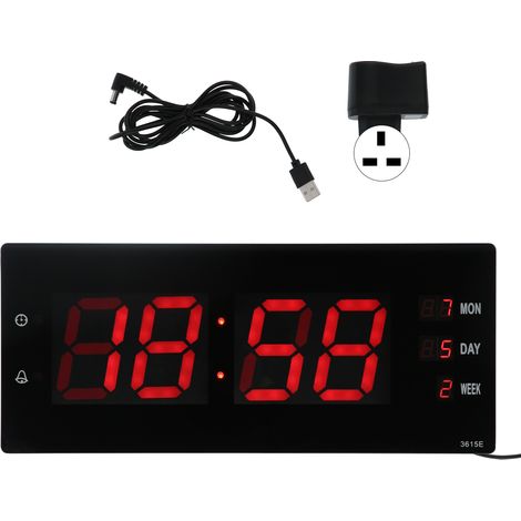Horloge murale numérique électronique avec veilleuse, calendrier et température, pour bureau et maison, prise UK 100-240V. (1/5)