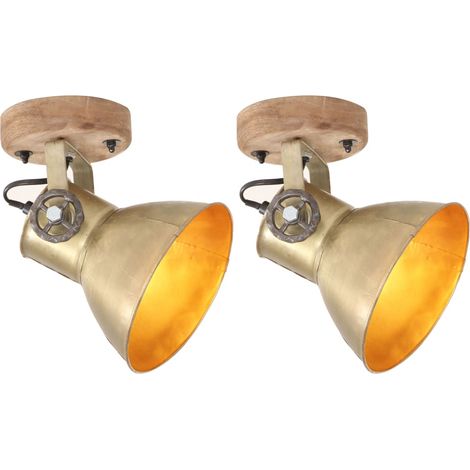 Wand-/Deckenlampen Industriestil 2 Stk. Messing 20x25 cm E27