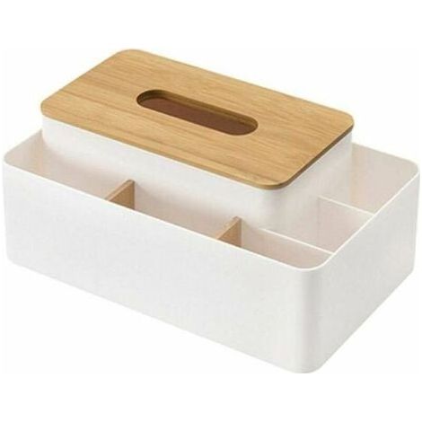 Multifunctional Tissue Box for Living Room, Remote Control Storage Box, Desktop Storage Box with Dividers, Desktop Storage Box for Office, Home, Car MUMU (1/4)