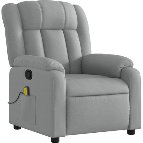 Poltrona relax TV funzione massaggio reclinabile 6 punti massaggio in tessuto grigio chiaro DEC026921